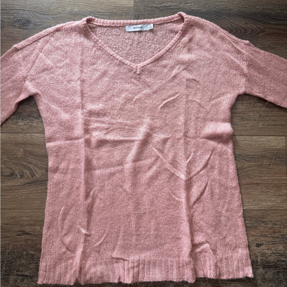 JustFab Soft Pink V-Neck Sweater